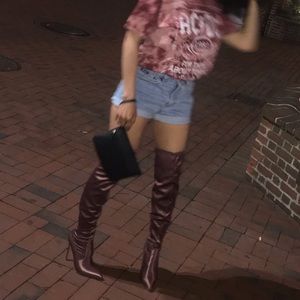 MAUVE THIGH HIGH Heeled Boots size 8